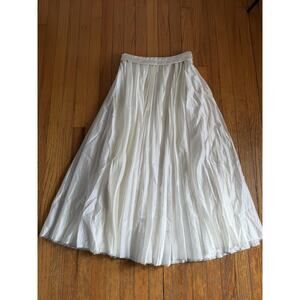 Commense Skirt Womens Small White Pleated Long Maxi Full Lined Zip Waist